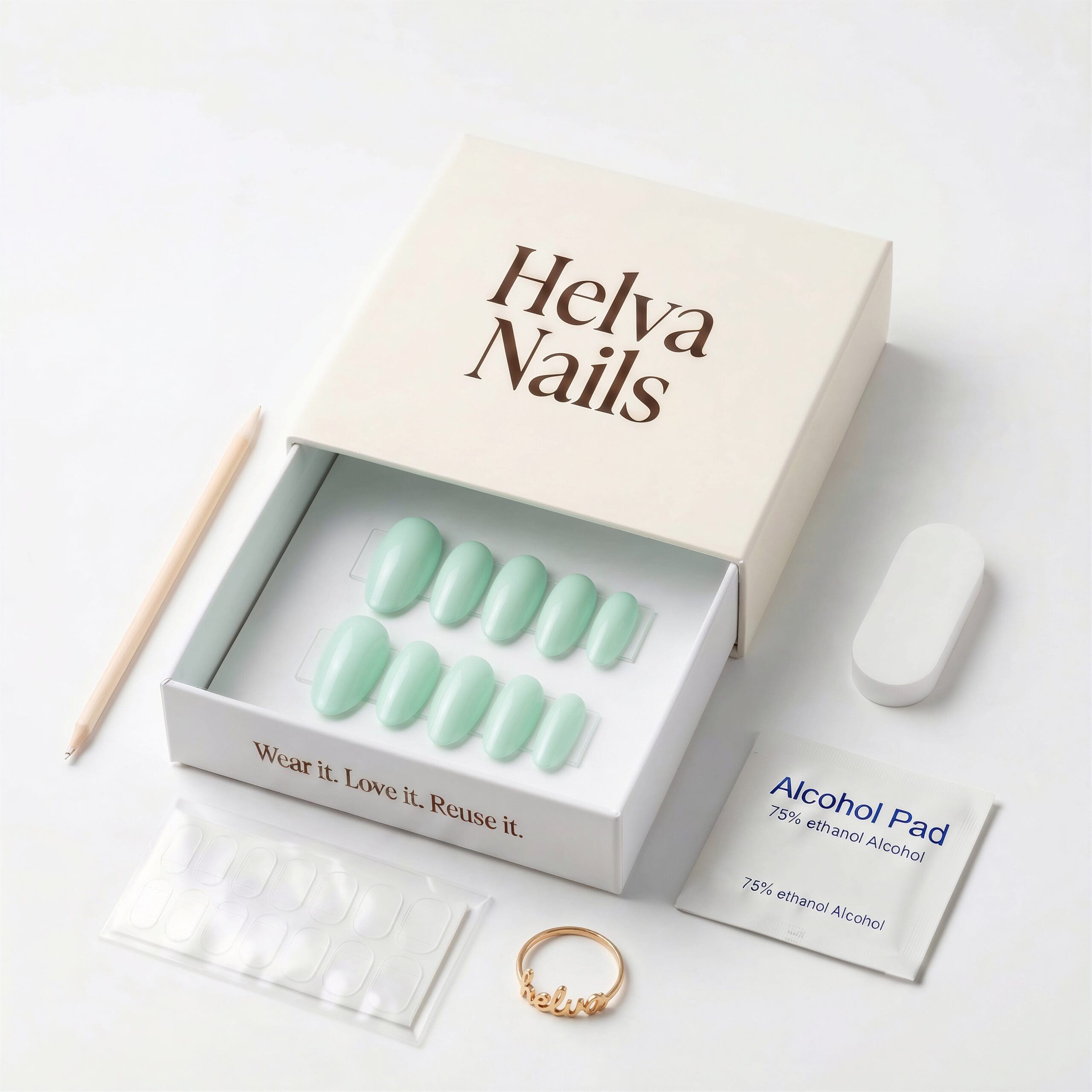 Vert Pastel Reusable Press-On Nails - Image 4
